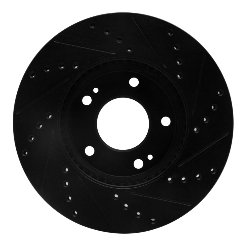 Kia Rondo Brake Rotor (1) - Front Left - R1 Concepts - Drilled & Slotted - Black - `07-`10